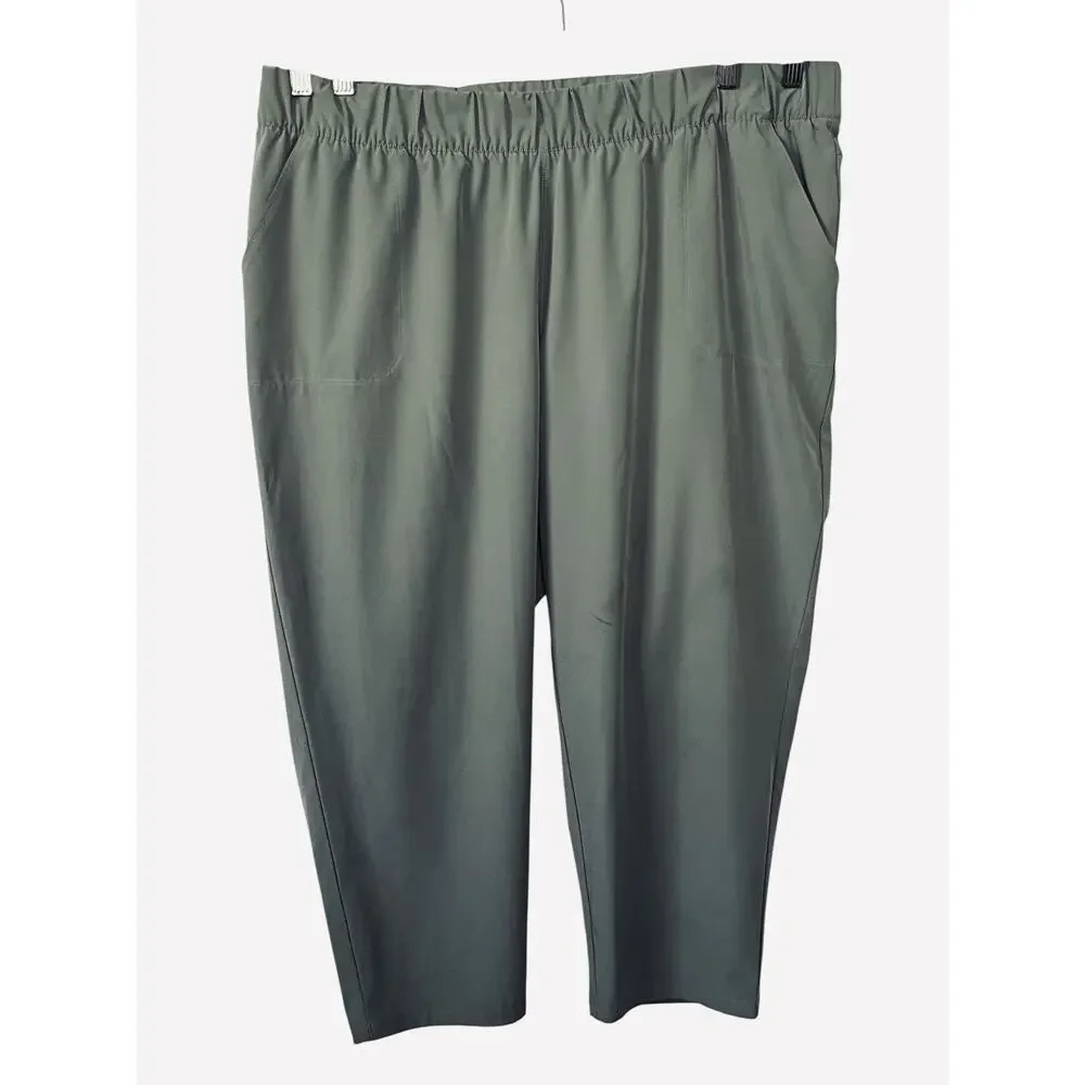 T By Talbots Pants Size 2X Wide Crop Leg Stretch High Rise Green Casual Coastal - Picture 2 of 13